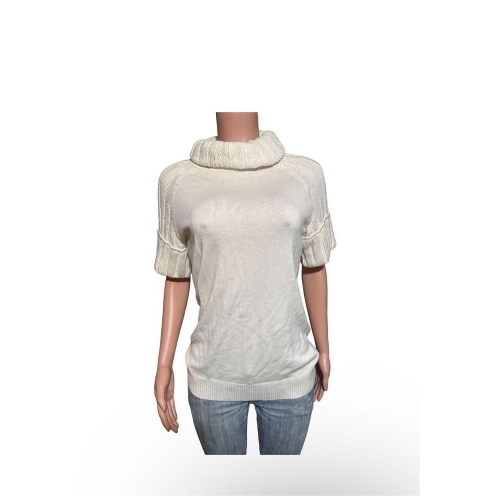 Pulp off-white Short sleeve ribbed turtleneck knit sweater top size M